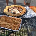 Plates of cookies on a table outside Sheryl's house