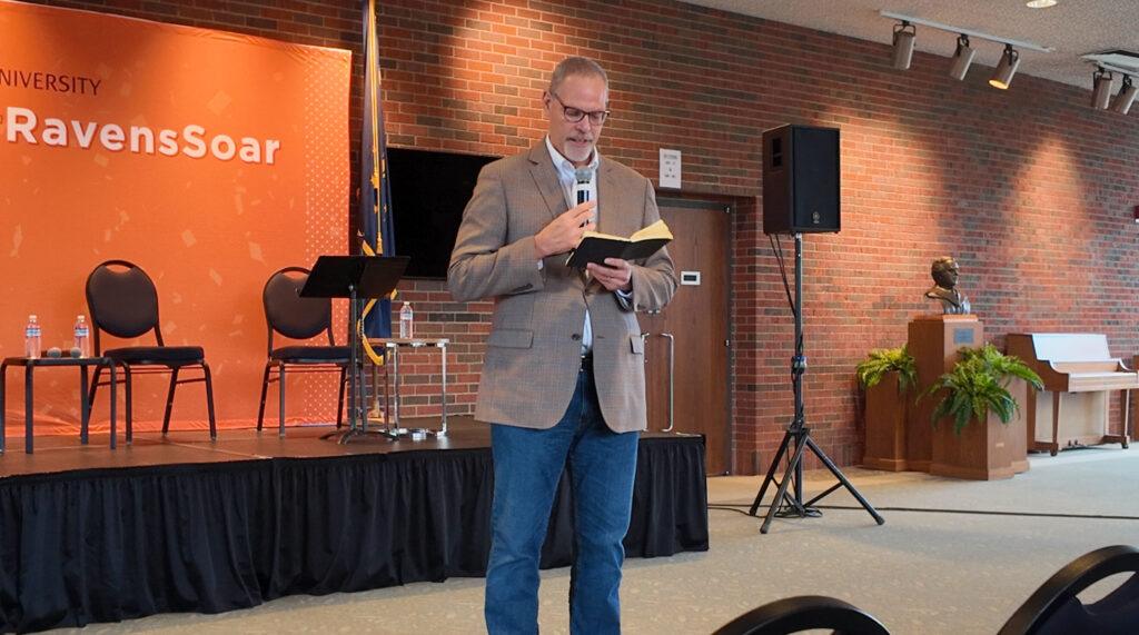 Pres. Scott Moats introducing the event